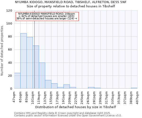 NYUMBA KIDOGO, MANSFIELD ROAD, TIBSHELF, ALFRETON, DE55 5NF: Size of property relative to detached houses houses in Tibshelf