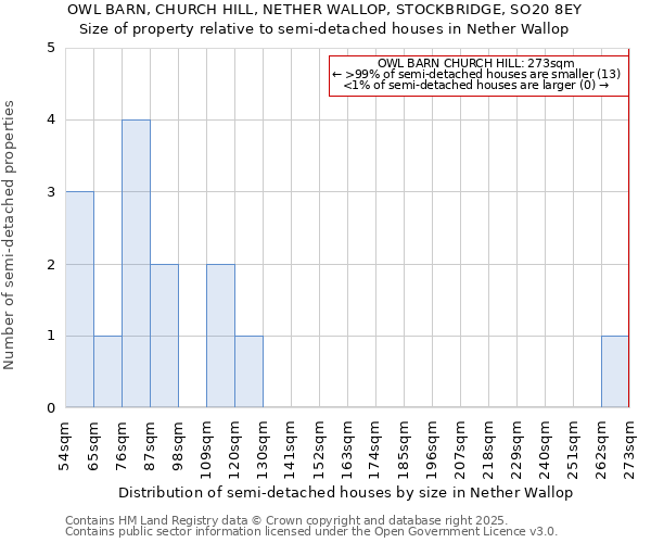 OWL BARN, CHURCH HILL, NETHER WALLOP, STOCKBRIDGE, SO20 8EY: Size of property relative to detached houses in Nether Wallop