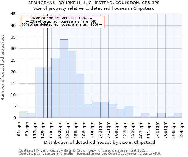 SPRINGBANK, BOURKE HILL, CHIPSTEAD, COULSDON, CR5 3PS: Size of property relative to detached houses houses in Chipstead