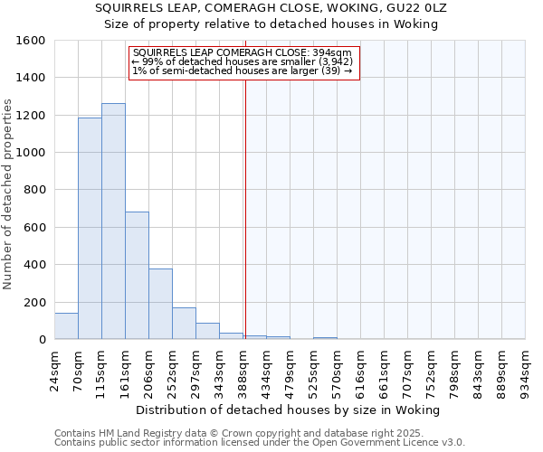 SQUIRRELS LEAP, COMERAGH CLOSE, WOKING, GU22 0LZ: Size of property relative to detached houses houses in Woking