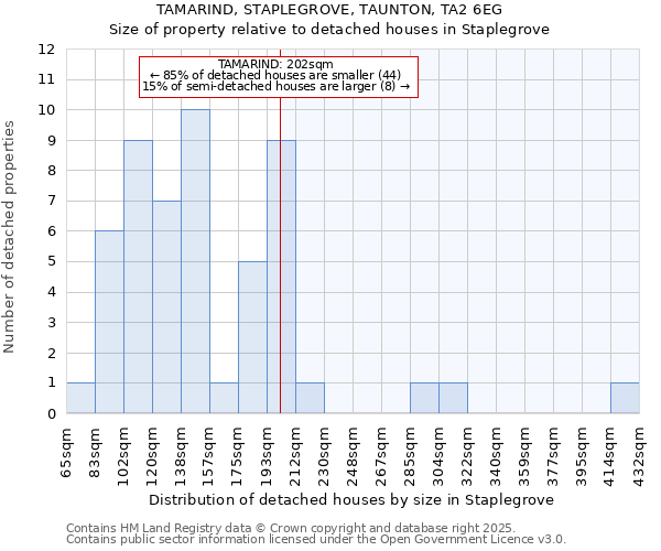 TAMARIND, STAPLEGROVE, TAUNTON, TA2 6EG: Size of property relative to detached houses in Staplegrove