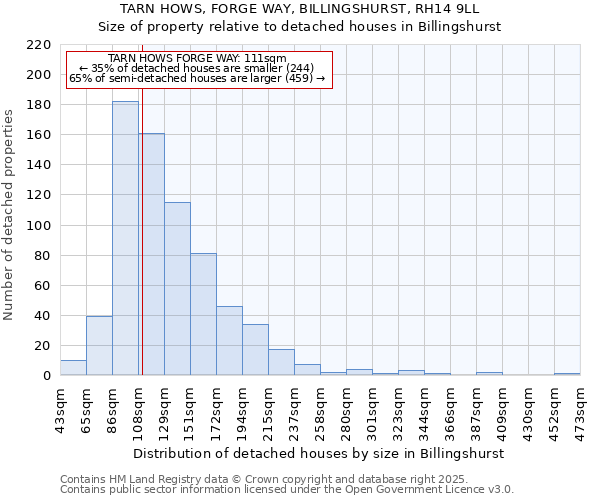 TARN HOWS, FORGE WAY, BILLINGSHURST, RH14 9LL: Size of property relative to detached houses houses in Billingshurst