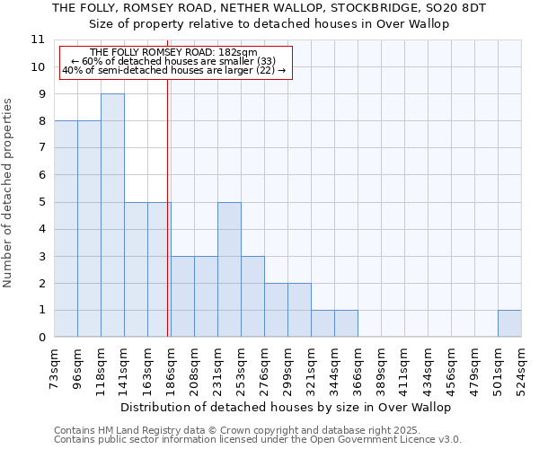 THE FOLLY, ROMSEY ROAD, NETHER WALLOP, STOCKBRIDGE, SO20 8DT: Size of property relative to detached houses in Over Wallop