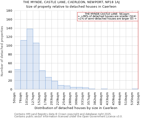 THE MYNDE, CASTLE LANE, CAERLEON, NEWPORT, NP18 1AJ: Size of property relative to detached houses houses in Caerleon
