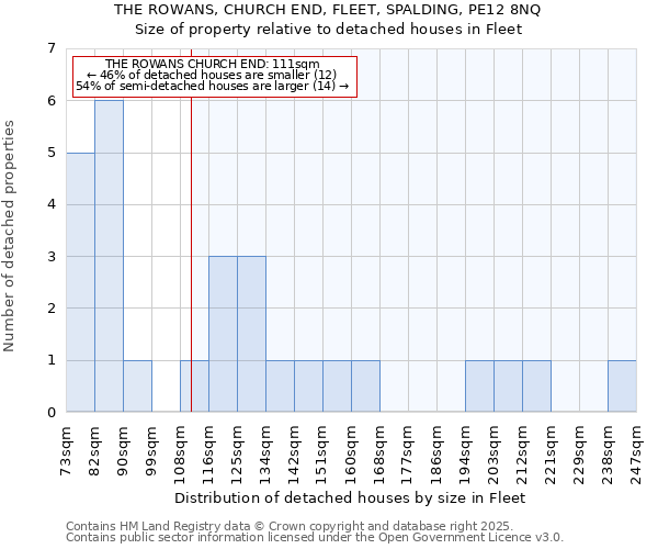 THE ROWANS, CHURCH END, FLEET, SPALDING, PE12 8NQ: Size of property relative to detached houses houses in Fleet