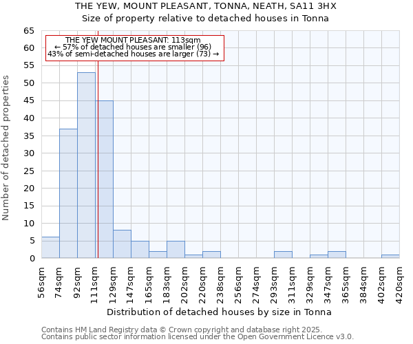 THE YEW, MOUNT PLEASANT, TONNA, NEATH, SA11 3HX: Size of property relative to detached houses houses in Tonna