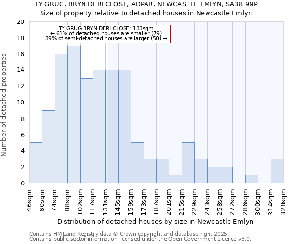 TY GRUG, BRYN DERI CLOSE, ADPAR, NEWCASTLE EMLYN, SA38 9NP: Size of property relative to detached houses houses in Newcastle Emlyn