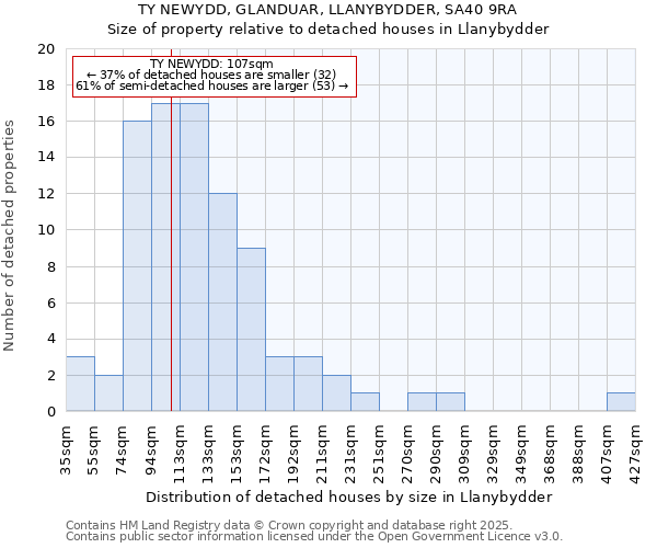 TY NEWYDD, GLANDUAR, LLANYBYDDER, SA40 9RA: Size of property relative to detached houses houses in Llanybydder