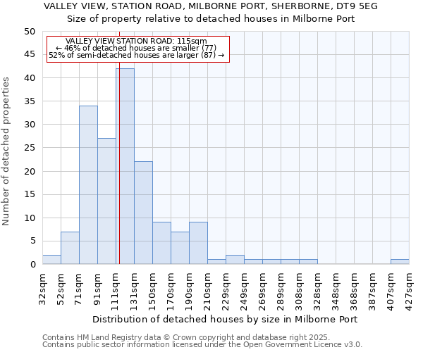 VALLEY VIEW, STATION ROAD, MILBORNE PORT, SHERBORNE, DT9 5EG: Size of property relative to detached houses houses in Milborne Port