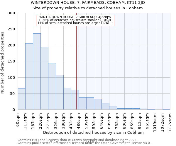 WINTERDOWN HOUSE, 7, FAIRMEADS, COBHAM, KT11 2JD: Size of property relative to detached houses houses in Cobham