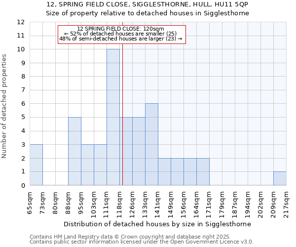 12, SPRING FIELD CLOSE, SIGGLESTHORNE, HULL, HU11 5QP: Size of property relative to detached houses houses in Sigglesthorne