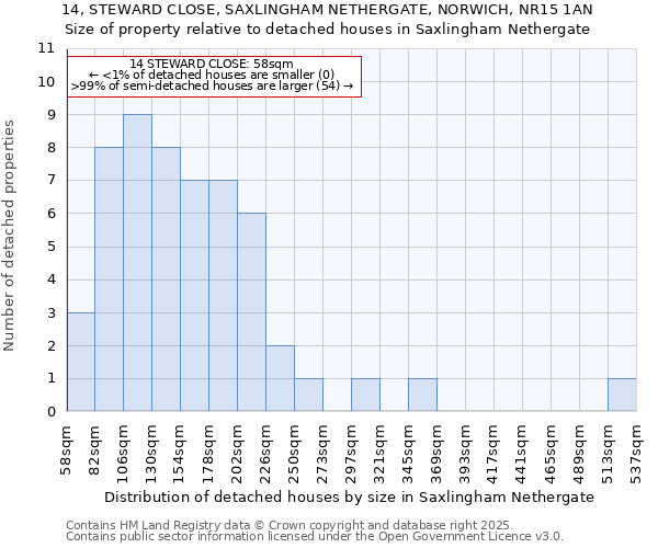 14, STEWARD CLOSE, SAXLINGHAM NETHERGATE, NORWICH, NR15 1AN: Size of property relative to detached houses houses in Saxlingham Nethergate