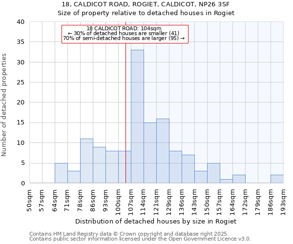 18, CALDICOT ROAD, ROGIET, CALDICOT, NP26 3SF: Size of property relative to detached houses houses in Rogiet