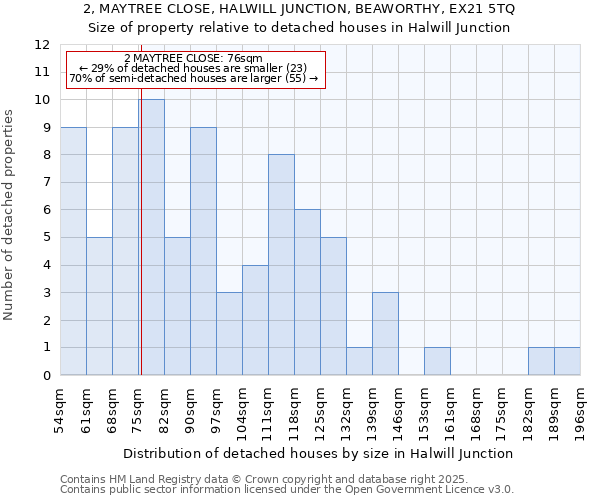 2, MAYTREE CLOSE, HALWILL JUNCTION, BEAWORTHY, EX21 5TQ: Size of property relative to detached houses houses in Halwill Junction