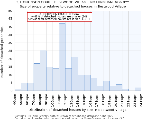 3, HOPKINSON COURT, BESTWOOD VILLAGE, NOTTINGHAM, NG6 8YY: Size of property relative to detached houses houses in Bestwood Village