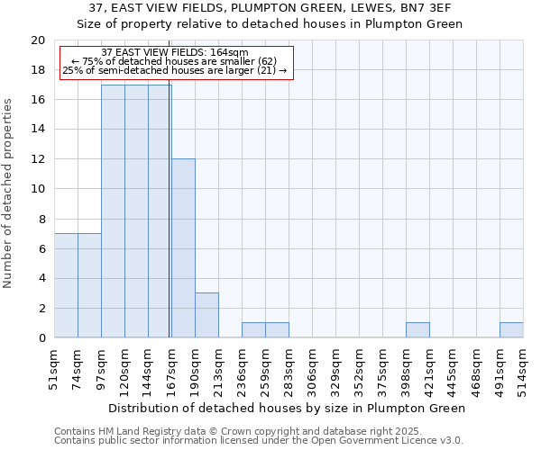 37, EAST VIEW FIELDS, PLUMPTON GREEN, LEWES, BN7 3EF: Size of property relative to detached houses houses in Plumpton Green