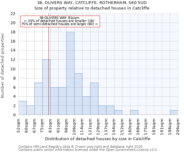 38, OLIVERS WAY, CATCLIFFE, ROTHERHAM, S60 5UD: Size of property relative to detached houses houses in Catcliffe
