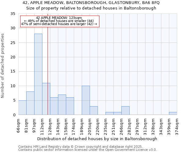 42, APPLE MEADOW, BALTONSBOROUGH, GLASTONBURY, BA6 8FQ: Size of property relative to detached houses houses in Baltonsborough