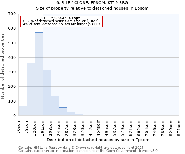 6, RILEY CLOSE, EPSOM, KT19 8BG: Size of property relative to detached houses houses in Epsom