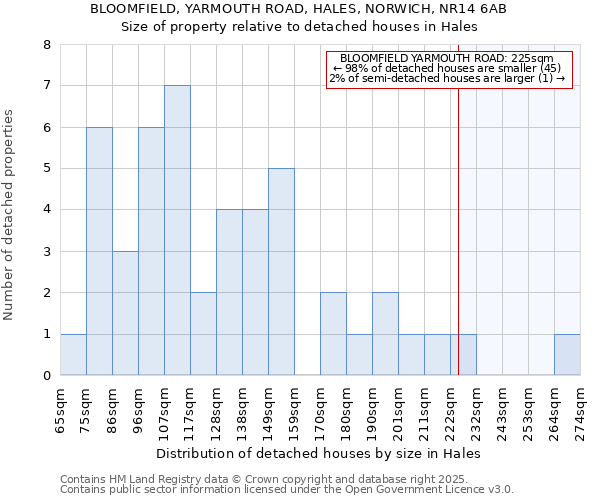 BLOOMFIELD, YARMOUTH ROAD, HALES, NORWICH, NR14 6AB: Size of property relative to detached houses houses in Hales