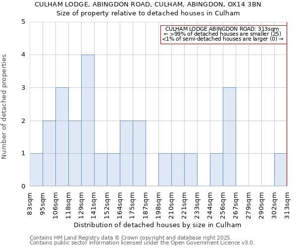 CULHAM LODGE, ABINGDON ROAD, CULHAM, ABINGDON, OX14 3BN: Size of property relative to detached houses houses in Culham