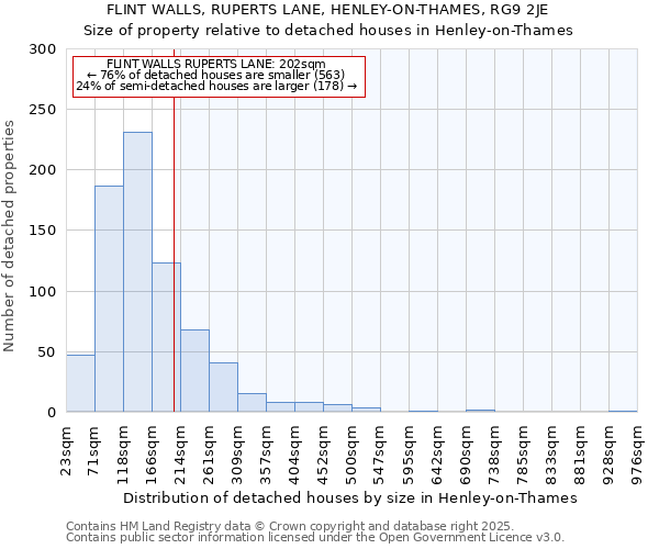 FLINT WALLS, RUPERTS LANE, HENLEY-ON-THAMES, RG9 2JE: Size of property relative to detached houses houses in Henley-on-Thames