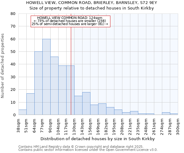 HOWELL VIEW, COMMON ROAD, BRIERLEY, BARNSLEY, S72 9EY: Size of property relative to detached houses houses in South Kirkby