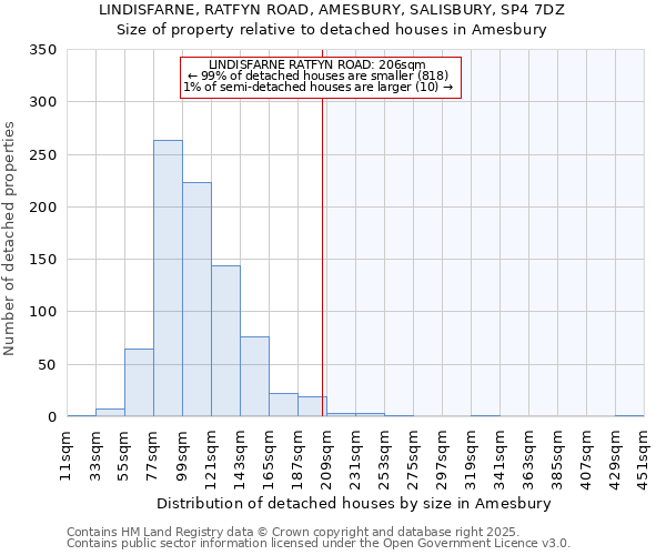 LINDISFARNE, RATFYN ROAD, AMESBURY, SALISBURY, SP4 7DZ: Size of property relative to detached houses houses in Amesbury