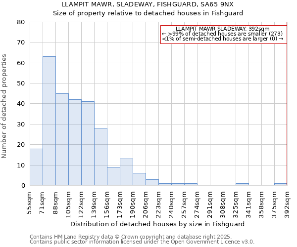 LLAMPIT MAWR, SLADEWAY, FISHGUARD, SA65 9NX: Size of property relative to detached houses houses in Fishguard