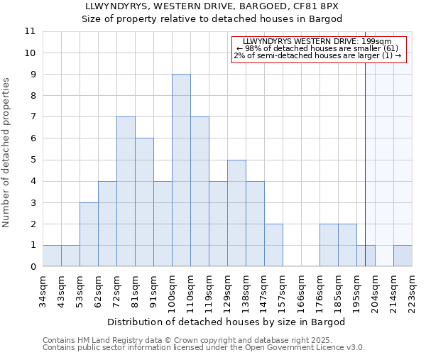 LLWYNDYRYS, WESTERN DRIVE, BARGOED, CF81 8PX: Size of property relative to detached houses houses in Bargod
