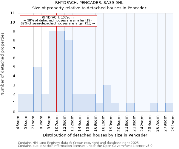 RHYDFACH, PENCADER, SA39 9HL: Size of property relative to detached houses houses in Pencader