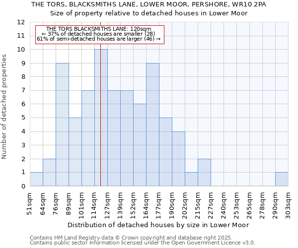 THE TORS, BLACKSMITHS LANE, LOWER MOOR, PERSHORE, WR10 2PA: Size of property relative to detached houses houses in Lower Moor