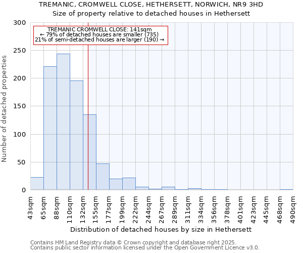 TREMANIC, CROMWELL CLOSE, HETHERSETT, NORWICH, NR9 3HD: Size of property relative to detached houses houses in Hethersett