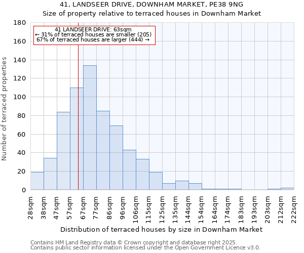 41, LANDSEER DRIVE, DOWNHAM MARKET, PE38 9NG: Size of property relative to terraced houses houses in Downham Market