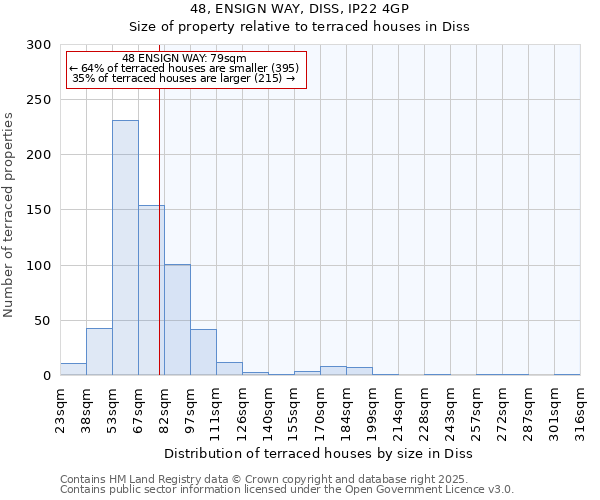 48, ENSIGN WAY, DISS, IP22 4GP: Size of property relative to terraced houses houses in Diss