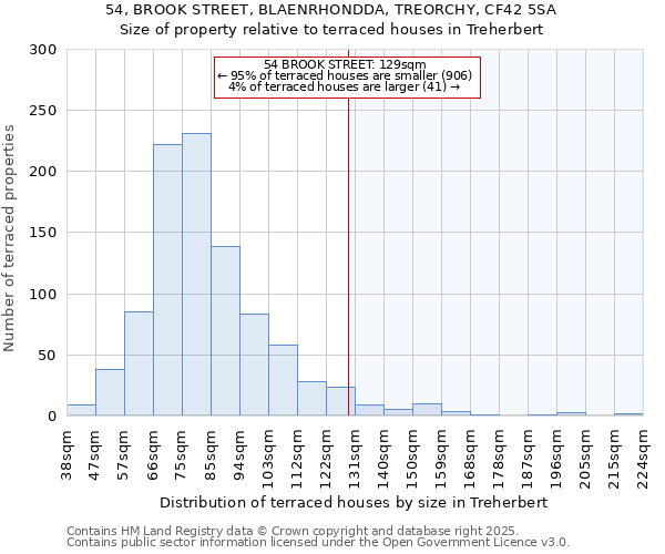 54, BROOK STREET, BLAENRHONDDA, TREORCHY, CF42 5SA: Size of property relative to terraced houses houses in Treherbert