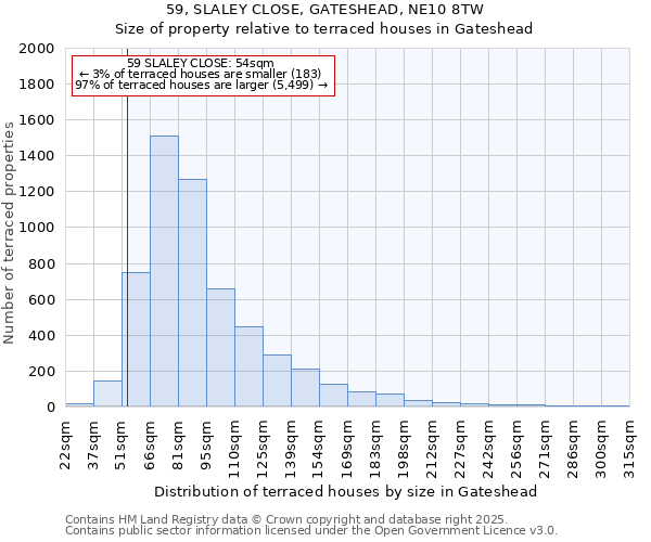 59, SLALEY CLOSE, GATESHEAD, NE10 8TW: Size of property relative to terraced houses houses in Gateshead