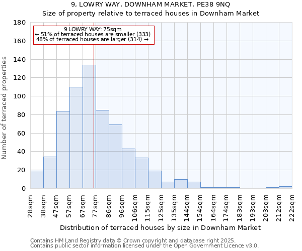9, LOWRY WAY, DOWNHAM MARKET, PE38 9NQ: Size of property relative to terraced houses houses in Downham Market