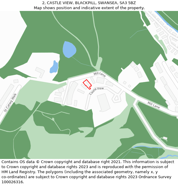 2, CASTLE VIEW, BLACKPILL, SWANSEA, SA3 5BZ: Location map and indicative extent of plot