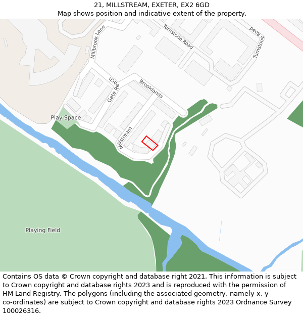 21, MILLSTREAM, EXETER, EX2 6GD: Location map and indicative extent of plot