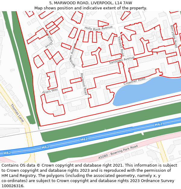 5, MARWOOD ROAD, LIVERPOOL, L14 7AW: Location map and indicative extent of plot