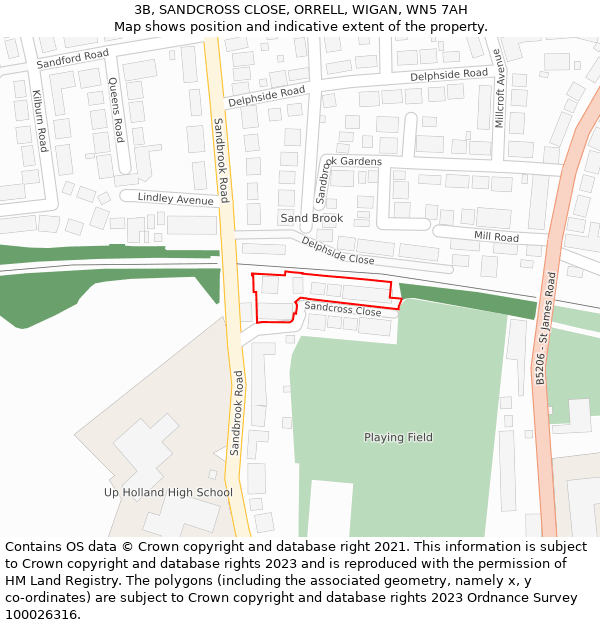 3B, SANDCROSS CLOSE, ORRELL, WIGAN, WN5 7AH: Location map and indicative extent of plot