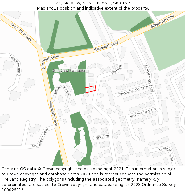 28, SKI VIEW, SUNDERLAND, SR3 1NP: Location map and indicative extent of plot