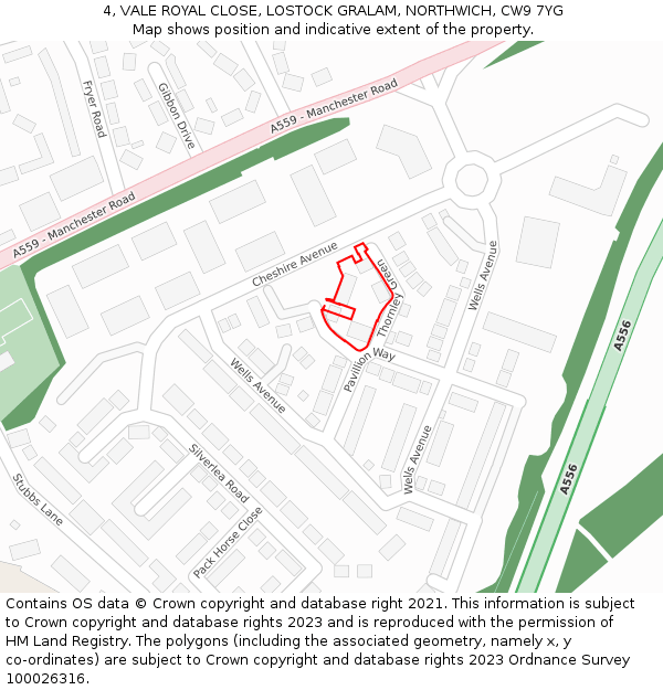 4, VALE ROYAL CLOSE, LOSTOCK GRALAM, NORTHWICH, CW9 7YG: Location map and indicative extent of plot