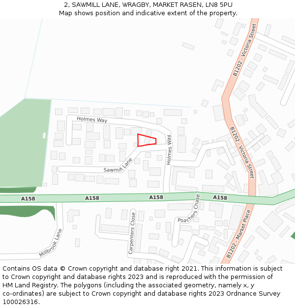 2, SAWMILL LANE, WRAGBY, MARKET RASEN, LN8 5PU: Location map and indicative extent of plot