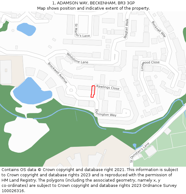 1, ADAMSON WAY, BECKENHAM, BR3 3GP: Location map and indicative extent of plot
