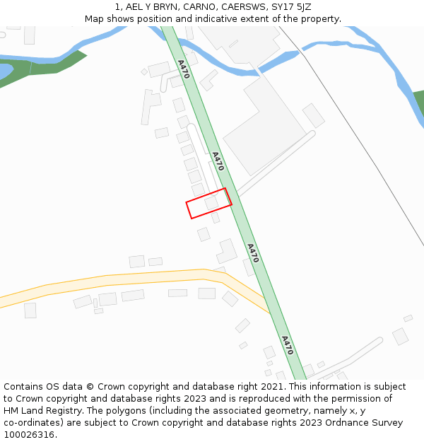 1, AEL Y BRYN, CARNO, CAERSWS, SY17 5JZ: Location map and indicative extent of plot