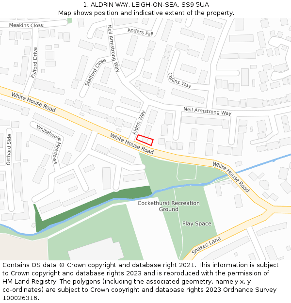 1, ALDRIN WAY, LEIGH-ON-SEA, SS9 5UA: Location map and indicative extent of plot