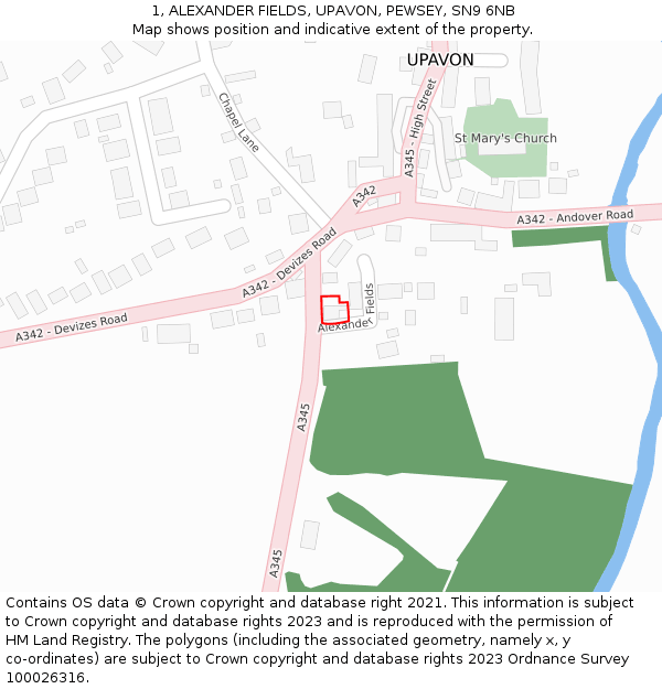 1, ALEXANDER FIELDS, UPAVON, PEWSEY, SN9 6NB: Location map and indicative extent of plot