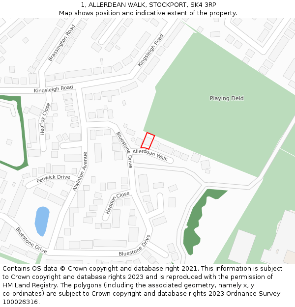 1, ALLERDEAN WALK, STOCKPORT, SK4 3RP: Location map and indicative extent of plot